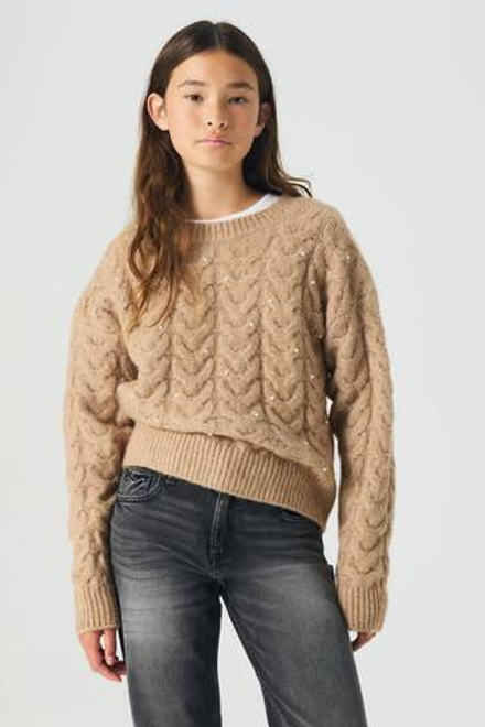 H&M Вязаный свитер с бусинами, бежевый