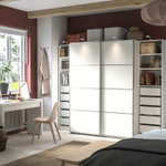 Гардероб PAX MEHAMN с 2 дверями-купе, 6 полками, 10 ящиками и 2 штангами (белый)  170*60*220