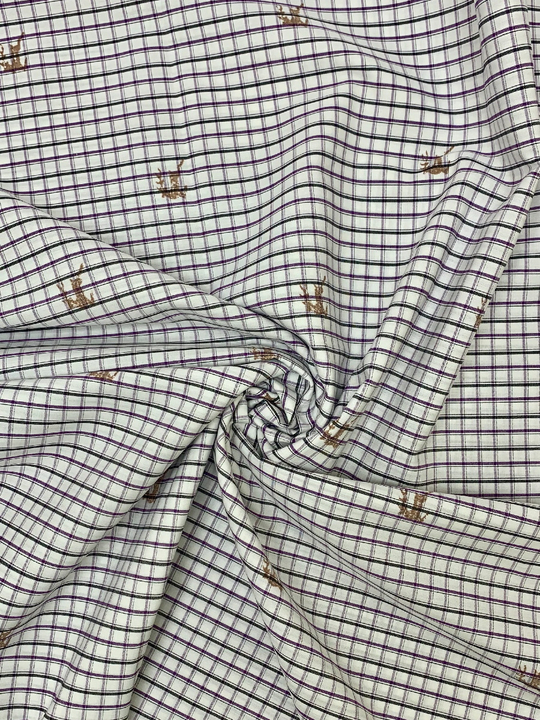 Коттон сорочка, принт клетка белый/фиолет NBD136