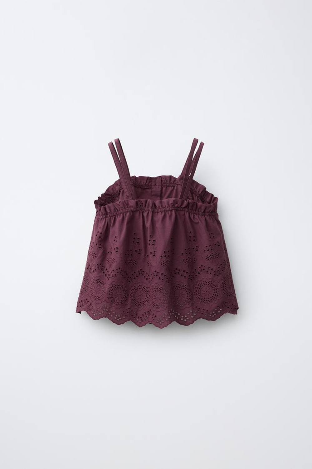 ZARA ТОП С ВЫШИВКОЙ ШИФФЛИ, ПУРПУРНЫЙ