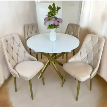 Обеденная группа NGVK Лакшери белый стулья Кресло бежевый