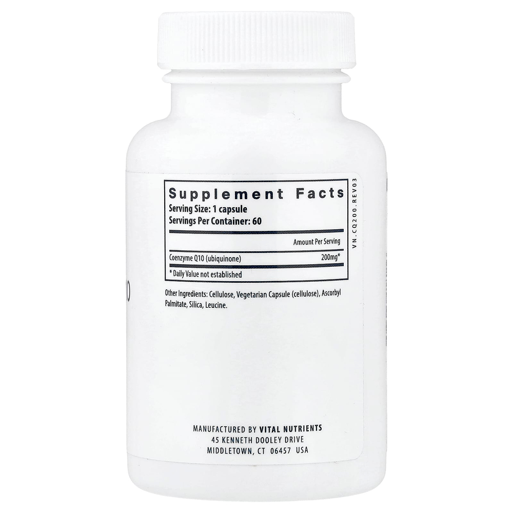 Vital Nutrients, Коэнзим Q10, 200 мг, 60 веганских капсул