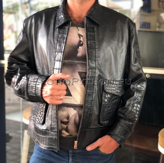 Куртка из кожи крокодила и кожи ягненка JT-78