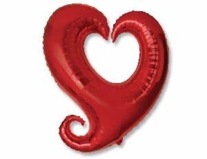 Шар с клапаном (16''/40 см) Фигура, Сердце Вензель, красный, 1 шт.