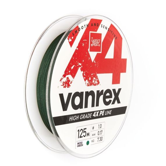 Леска плетёная Lucky John Vanrex х4 BRAID Moss Green 125 м, 0,17 мм