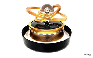 Ароматизатор-игрушка -на торпеду- ПЛАНЕТА (пластик футляр) - солн батар (гель)- YC-03GL золотистый A