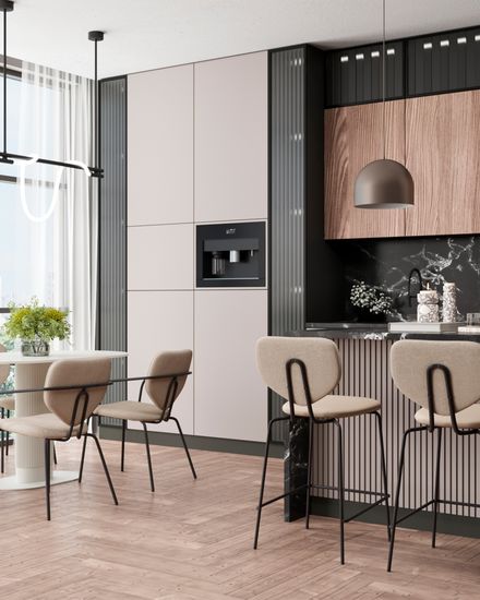 Стул полубарный Masey бежевый с бежевой экокожей