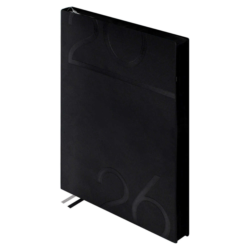 Ежедневник датированный 2026 ESCALADA, #ДУМАЙ КАК МИЛЛИАРДЕР, А5+, 176 л., арт. 70211/ 10 КАССАНДРА ЧЁРНЫЙ (кожзам: 175х245 мм, мягкий переплёт, запаянный край, материал обложки: искусственная кожа "Кассандра"; декор: блинтовое тиснение; способ крепл