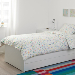 IKEA MÖJLIGHET  (ИКЕА МÖЙЛИГХЕТ)  -  Пододеяльник и наволочка, белый/мозаичный рисунок, 150x200/50x60 см