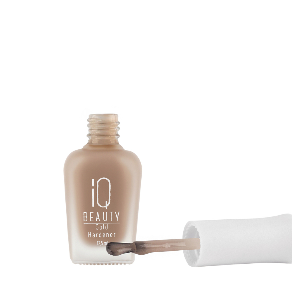 IQ Beauty Укрепитель для ослабленных и ломких ногтей с коллоидным золотом Gold Hardener, 12,5 мл Бежевый с золотистым мерцанием