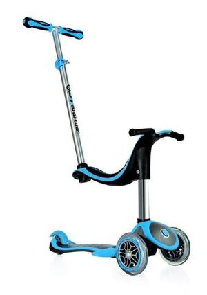 Самокат-беговел трехколесный Globber Evo 4 in 1 с подножкой голубой фото №1