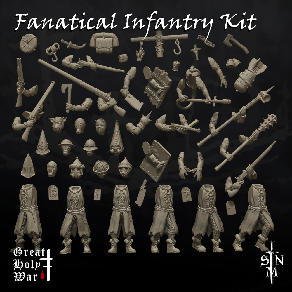 Миниатюра Trench Crusade Great Holy War Fanatical Infantry Kit