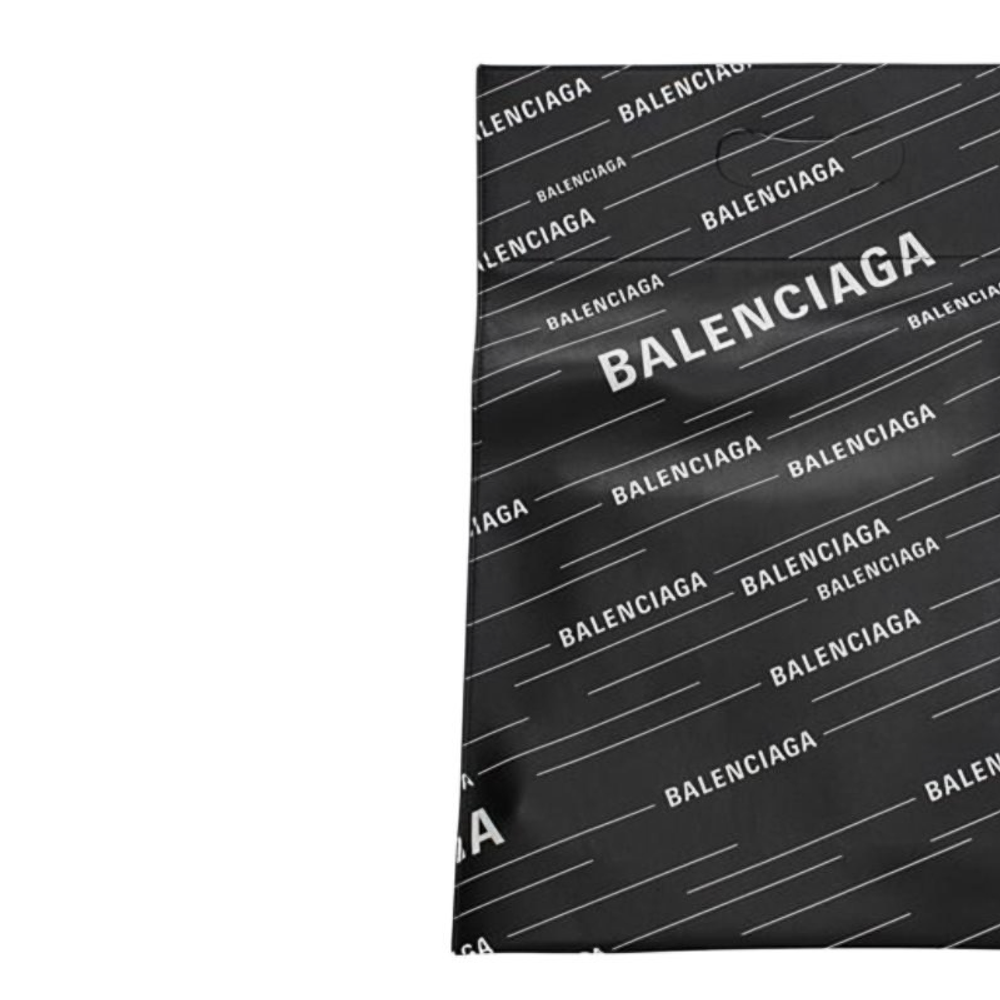 Balenciaga Letter Print Leather Handbag Clutch Women"s Black/White