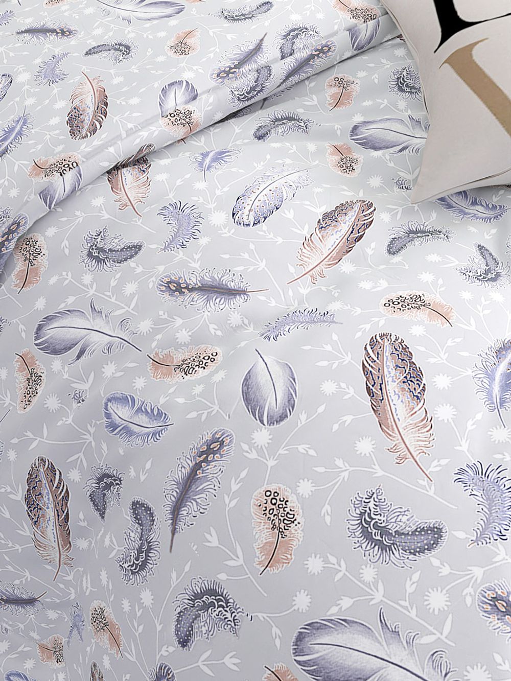 Постельное белье перкаль Сказка "Перышко" 1,5-сп Наволочка 70х70 см 1 шт Простынь на резинке 90x200 см Пододеяльник 145x215 см