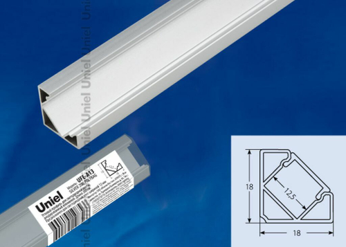 UFE-A13 SILVER 200 POLYBAG Угловой профиль для светодиодной ленты, анодированный алюминий. Длина 200 см. ТМ Uniel