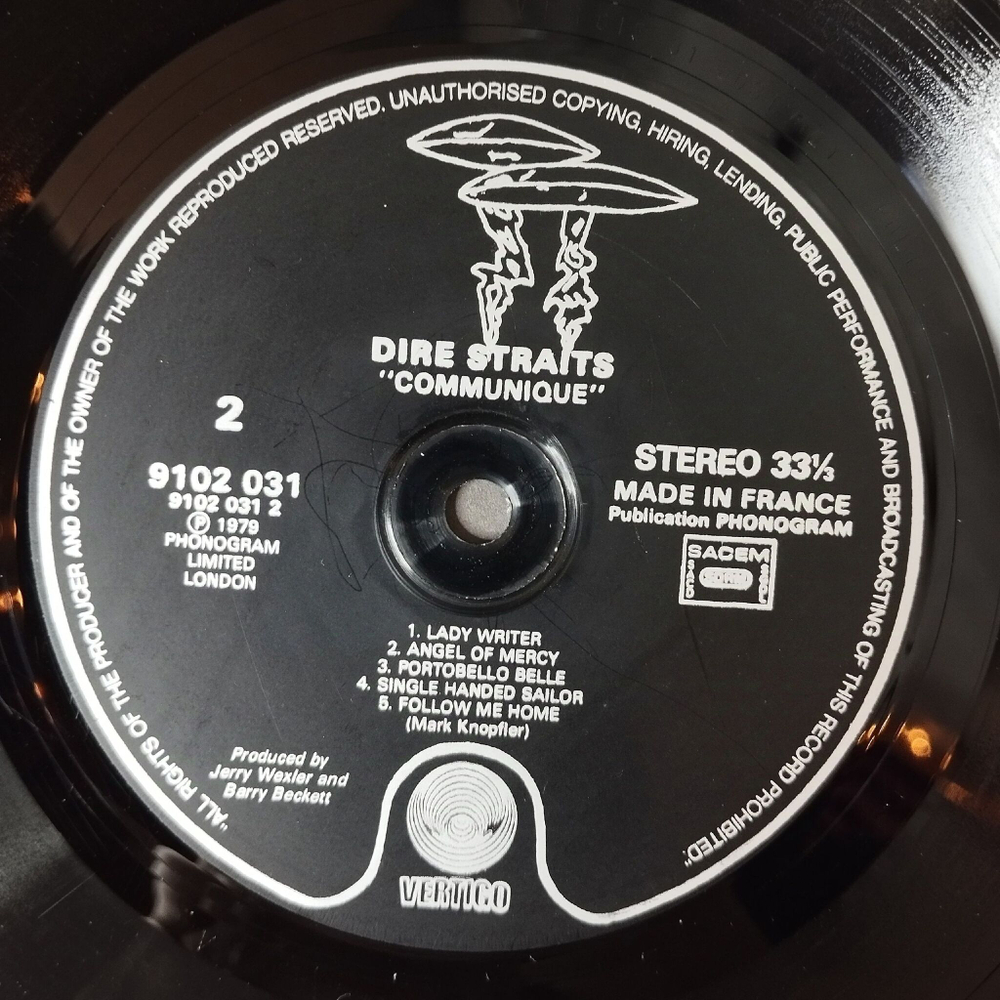 Винтажная виниловая пластинка LP Dire Straits Communique (France 1979)