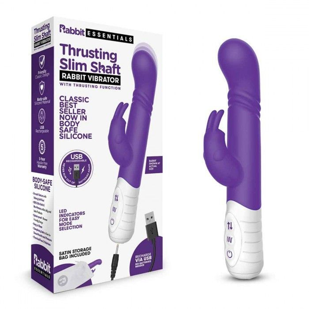 Фиолетовый массажер для G-точки Slim Shaft thrusting G-spot Rabbit - 23 см. (Цвет: фиолетовый)