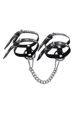 Черные однослойные кожаные оковы из двух ремешков (Цвет: черный)