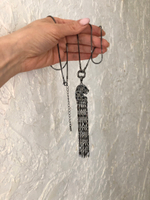 Сотуар леопард с кристаллами на длинной цепочке, цвет графит