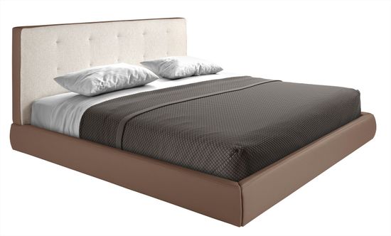 Кровать 7174 Angel Cerda из коричневой ткани и коричневой эко-кожи 180x200 см