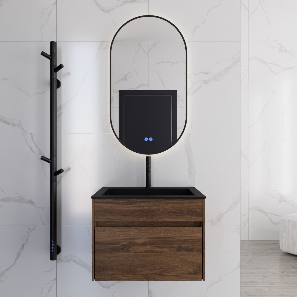 Тумба под раковину Vincea Chiara 600 подвесная, 1 выкатной ящик soft-close, C.Oak