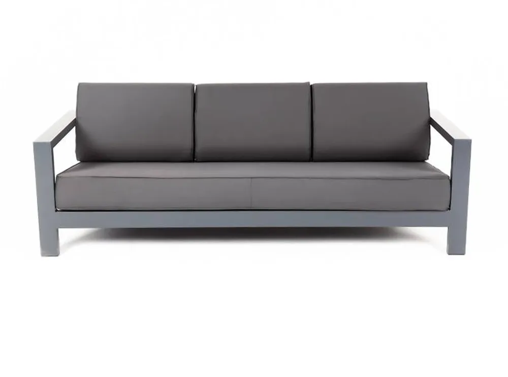 "Гранада" диван 3-местный, каркас алюминий темно-серый (RAL7024) шагрень, ткань темно-серая 027