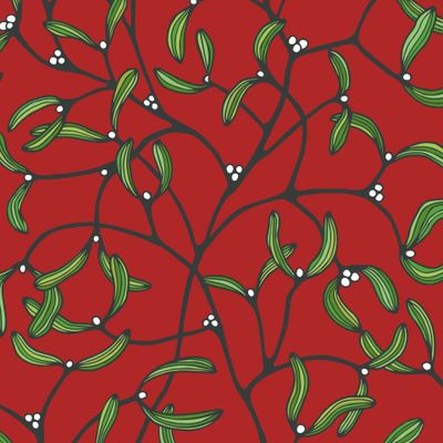Mistletoe seamless pattern, New Years.