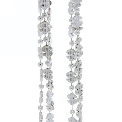 Бусы на ёлку 1,5м "Доллары" 1,2см, Серебро