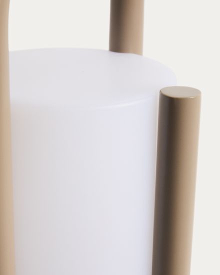 Большая портативная настольная лампа Leros из полиэтилена и стали бежевого цвета