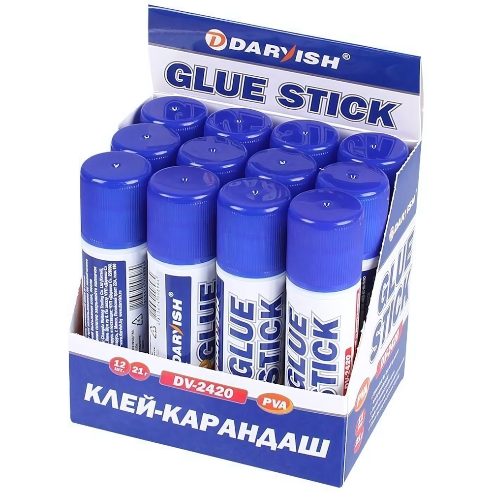 Клей-карандаш 21гр. в пластиковом корпусе с выдвигающимся стержнем (Darvish)