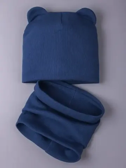 Шапка с ушками для малышей и снуд на осень