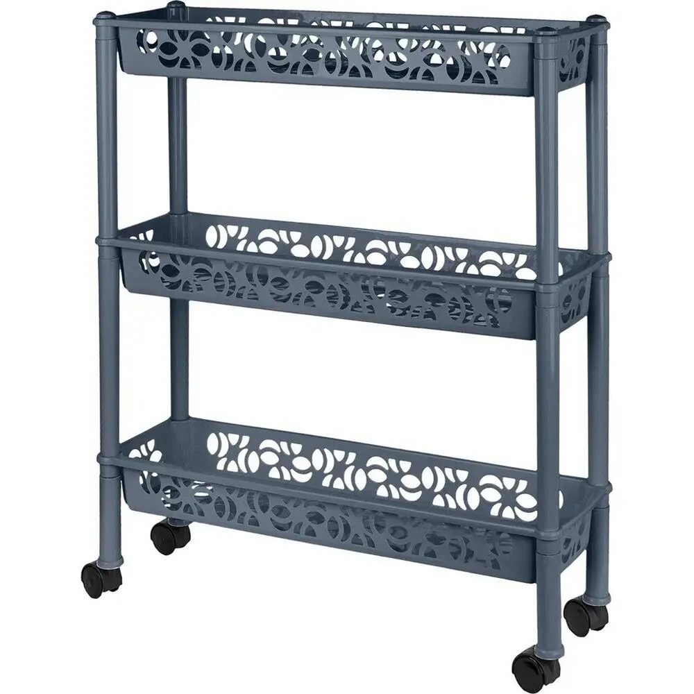 Этажерка Keeplex Light на колесиках трехсекционная прямоуг. 58х69см космический серый