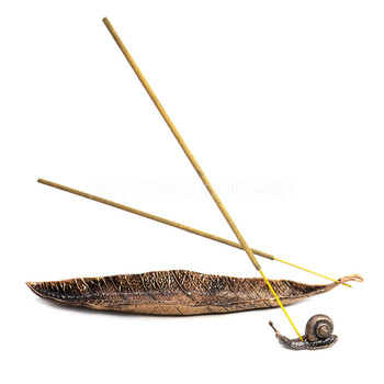 Подставка под благовония Лист с улиткой силумин цвет медный 21 см