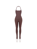 chocalate halter catsuit