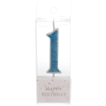 Свеча для торта Цифра Иллюзия «1» 9.5 см, голубой