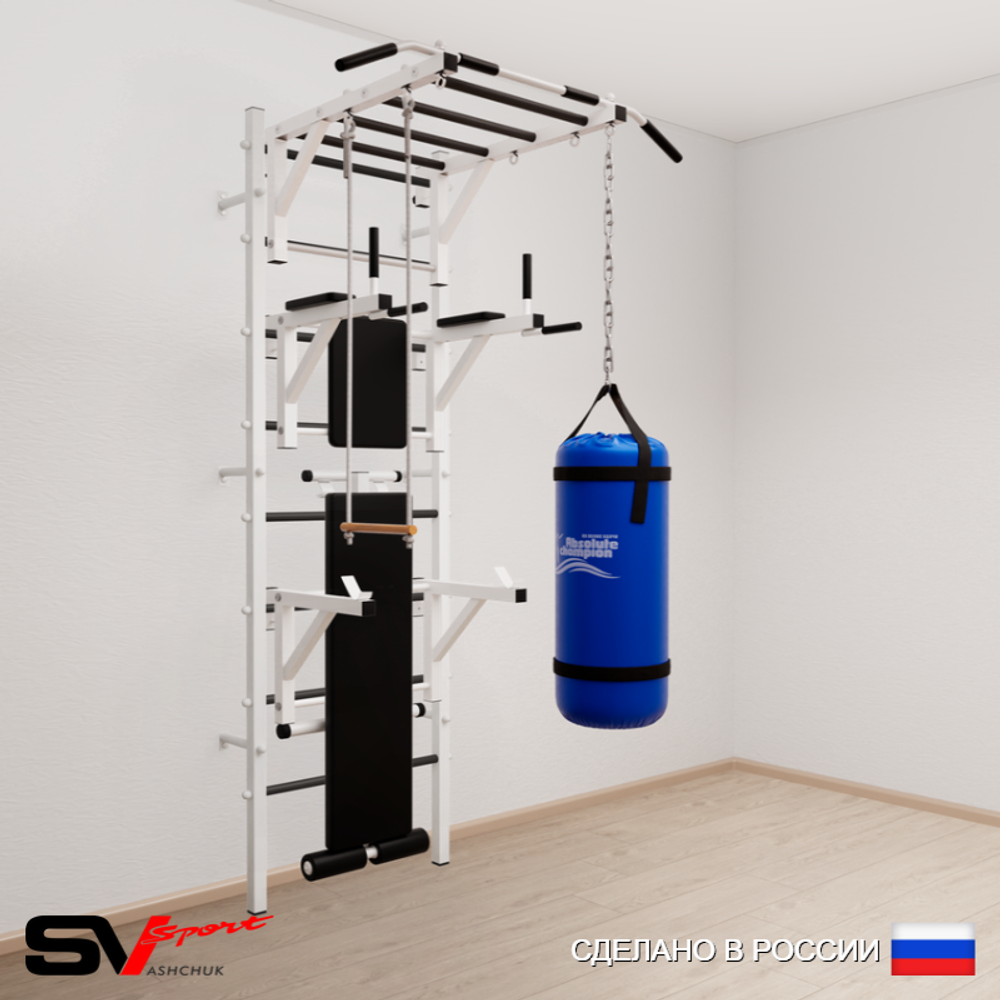 Шведская стенка Sv Sport 5631 (Турник рукоход/Брусья/Стойка/Скамья/Трапеция/Цепь/Мешок 15кг)