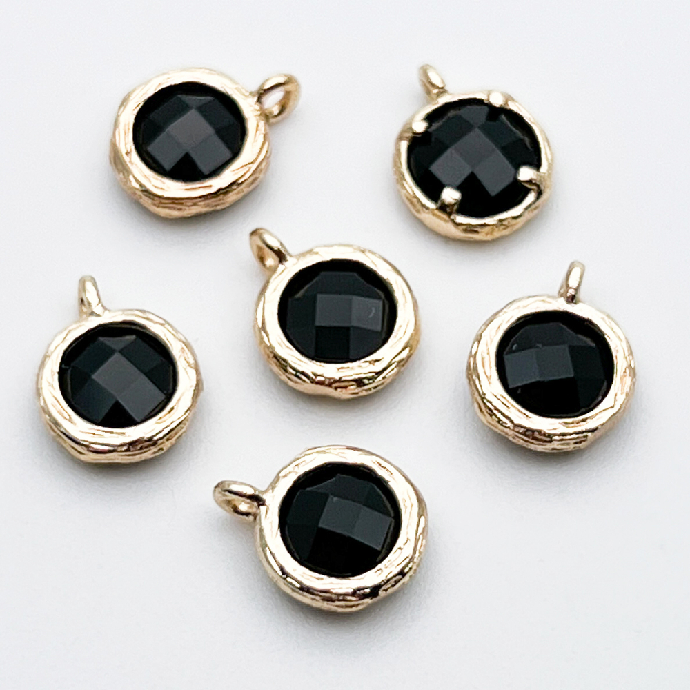 Подвеска Круг, цвет золото+черный, размер 9*7,5 мм, цена за 1 шт