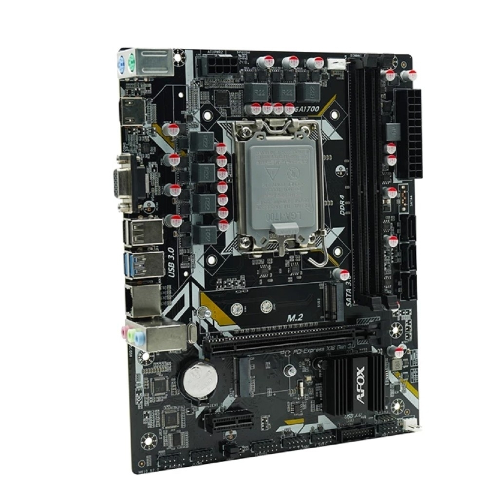 Материнская плата AFOX IH610D4-MA5-V4 (Socket 1700, mATX, 2*DDR4(64Gb), VGA+ HDMI, 3*SATA3, 1*M.2, 1*PCIEx16/1*PCIEx1, 2*USB 2.0, 2*USB 3.0, 2 x PS/2, LAN 1*1G) RTL