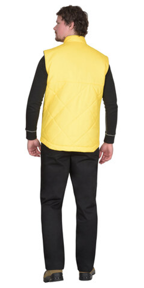Жилет "ЕВРОПА" удлиненный (на подкладке флис синий) желтый (ЧЗ) тк. Дюспо