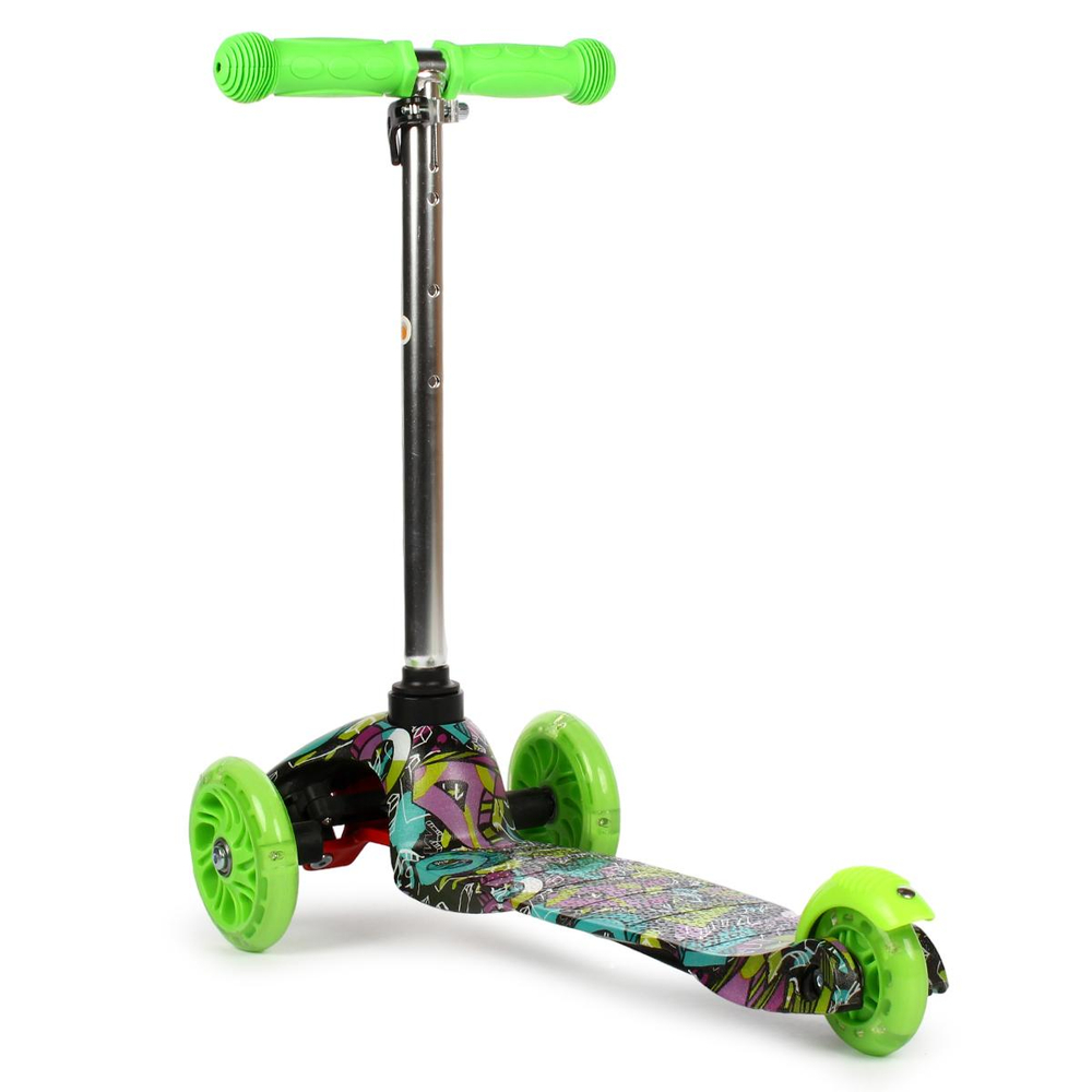 Самокат 3х-колес. 55 см, ручка макс. 62 см, колеса PU свет цветные, макс. вес 45 кг