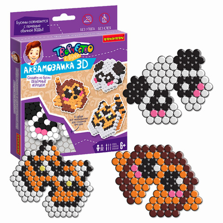 Аквамозаика 3D Обезьянкка тигр и панда