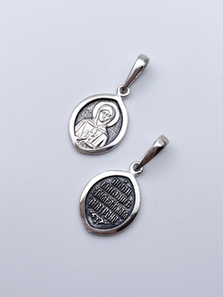 Образок из серебра/Чернение/С подвижным ухом/Матрона