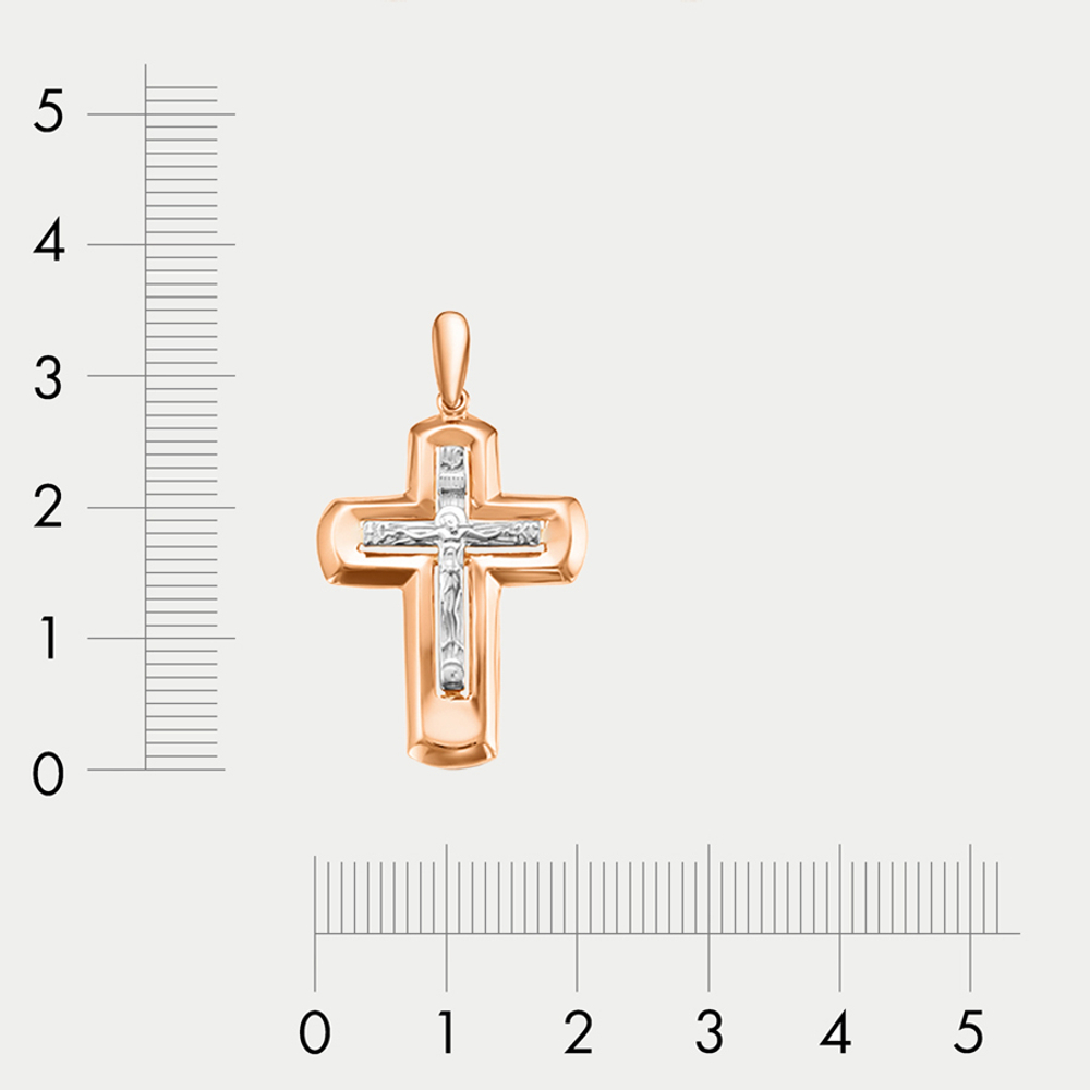 Крест женский православный из розового золота 585 пробы без вставок (арт. 080535)