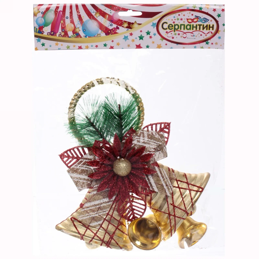 Украшение новогоднее «Звонкие колокольчики» 30*19 см, Золото