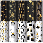 Бумага упаковочная мелов. 70x100см. "Black.Gold.White" 10 дизайнов в ассорт. (Золотая сказка)