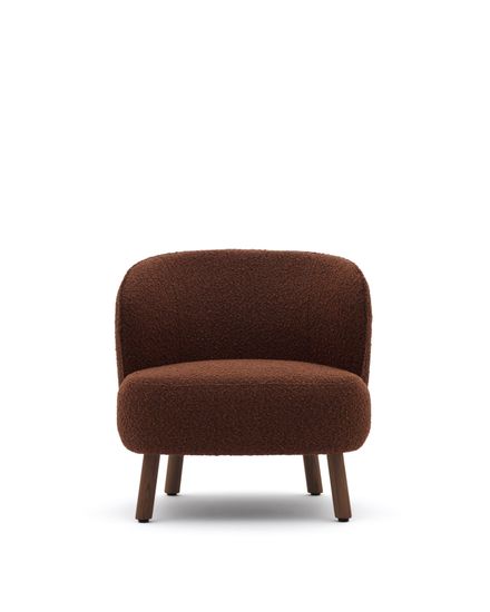 Кресло Ulit из терракотовой ткани букле с ножками из ясеня с отделкой под орех