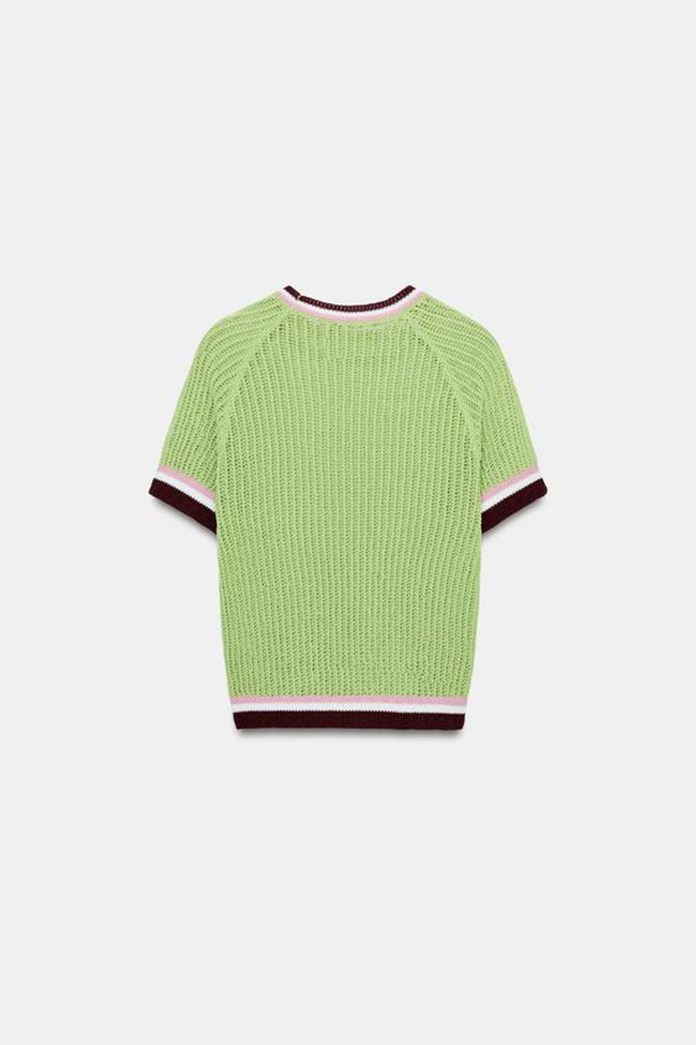 ZARA ТОП С КОРОТКИМ РУКАВОМ, ЗЕЛЕНЫЙ