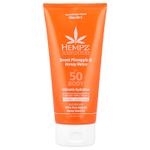 Hempz, Травяное солнцезащитное средство для тела, SPF 50, сладкий ананас и медовая дыня, 177 мл (6 жидк. унц.)