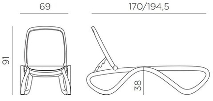 Шезлонг-лежак пластиковый Nardi Omega, белый, тортора
