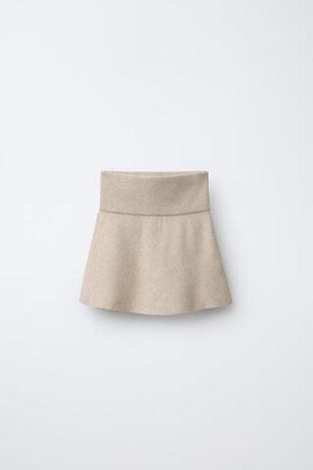 ZARA ТРИКОТАЖНАЯ ЮБКА, ПЕСОЧНЫЙ